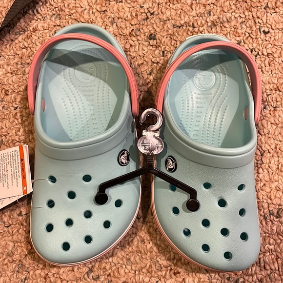 Crocs crocband clogs size 3 little kids ice blue/white - Picture 2 of 5